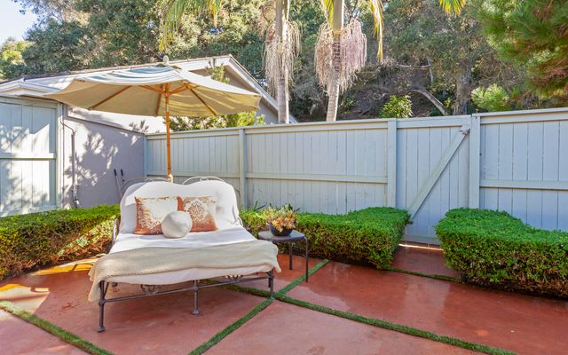 a outdoor view with a seating space