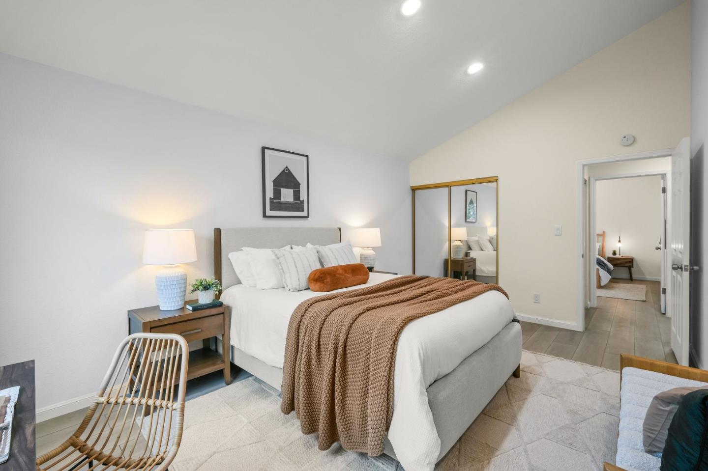 415 C Street Colma, CA 94014 - Photo 24 of 45 a spacious bedroom with a bed and a walk in closet