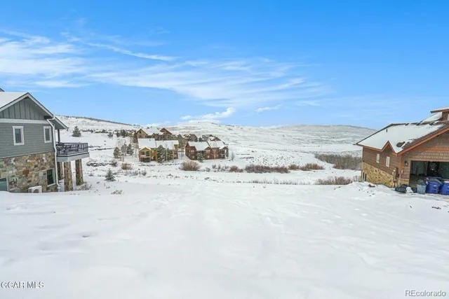 a view of roof yard with large trees