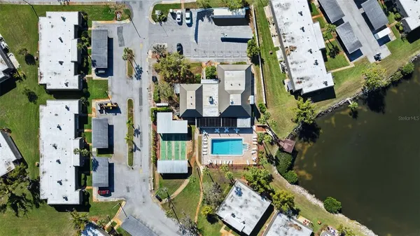an aerial view of a house