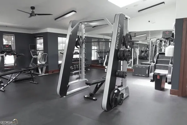 a view of a room with gym equipment
