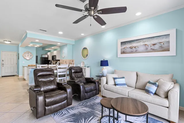 a living room with furniture