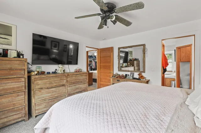 a view of a backyard with table and chairs potted plants and a palm tree