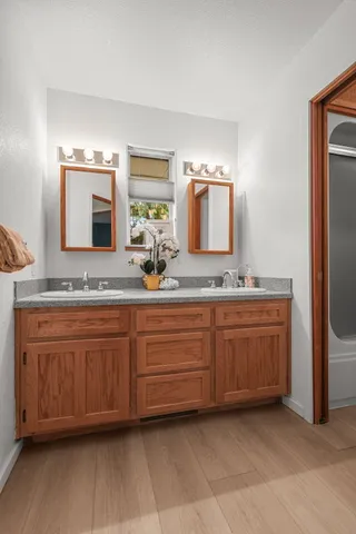 a view of a garden from a yard