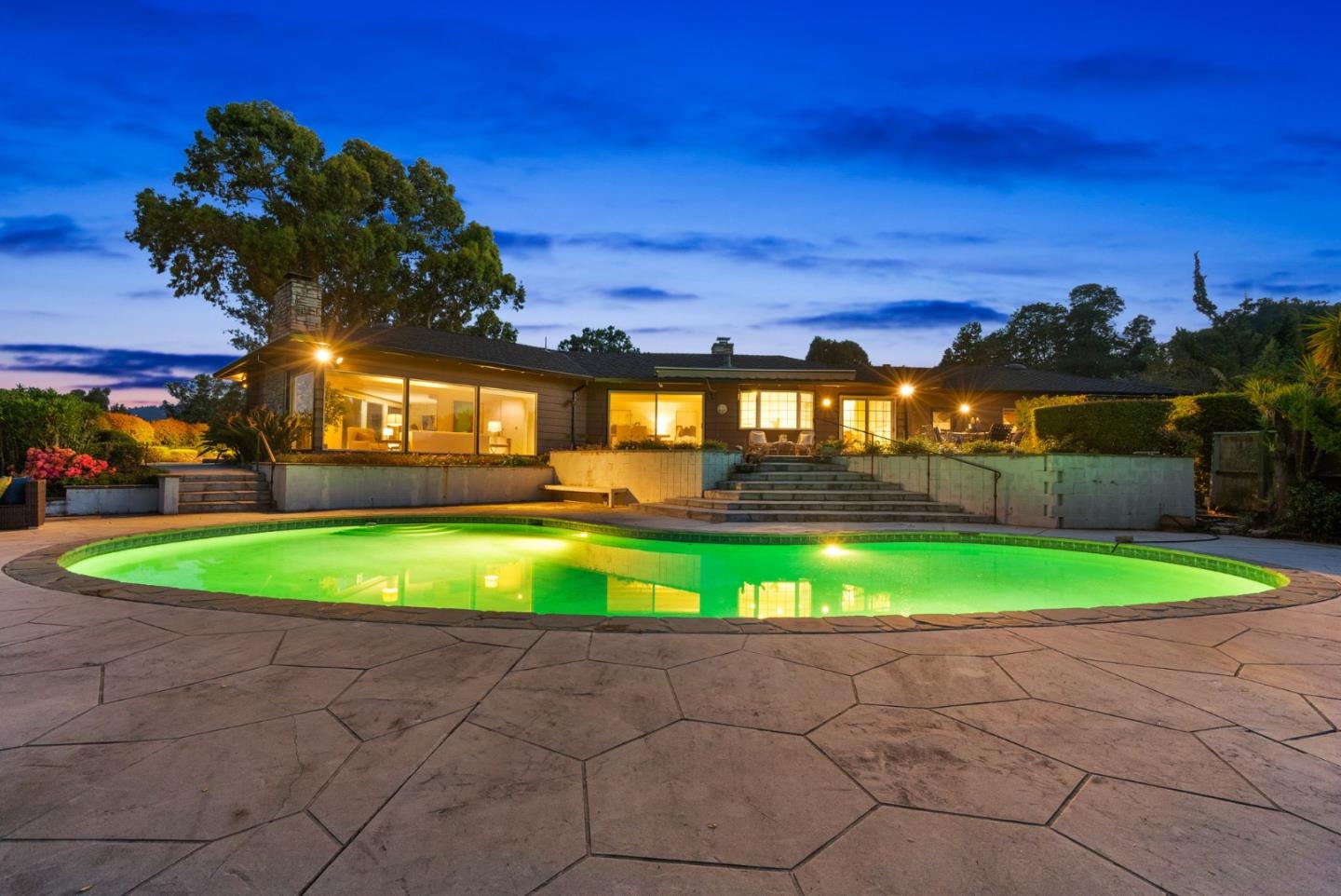 130 Lynn Way Woodside, CA 94062 - Photo 37 of 47 a view of an swimming pool and a yard