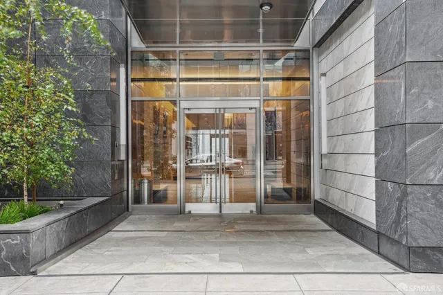 a view of a glass door with glass door