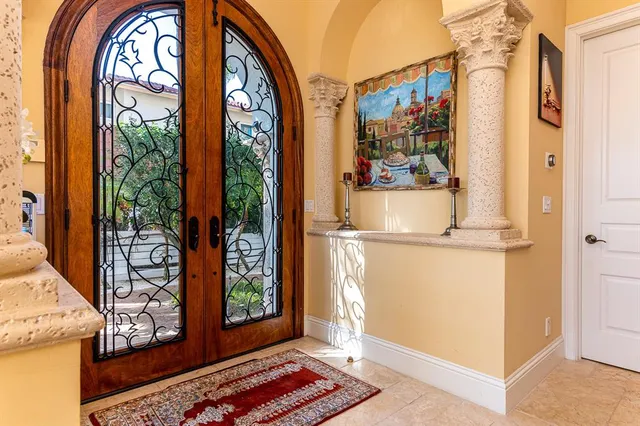 a view of front door with furniture