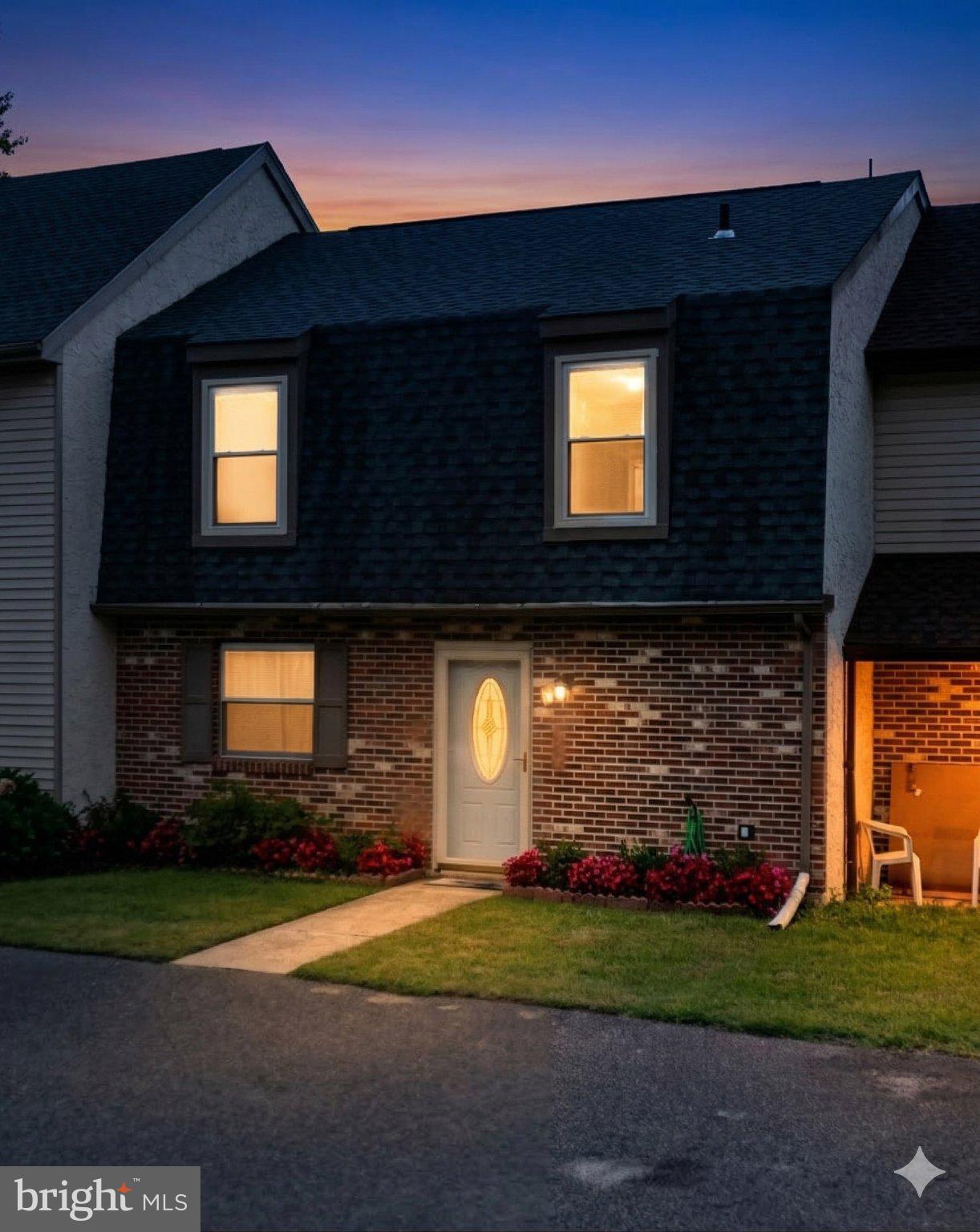 Charming home at twilight glow.