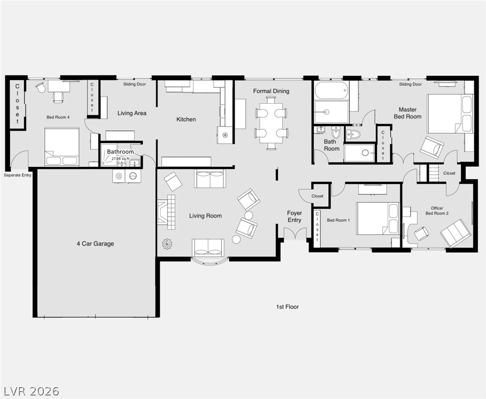 3010 East Viking Road Las Vegas, NV 89121 - Photo 47 of 48 Navigate a thoughtfully designed floor plan featuring a four-car garage and versatile living spaces.