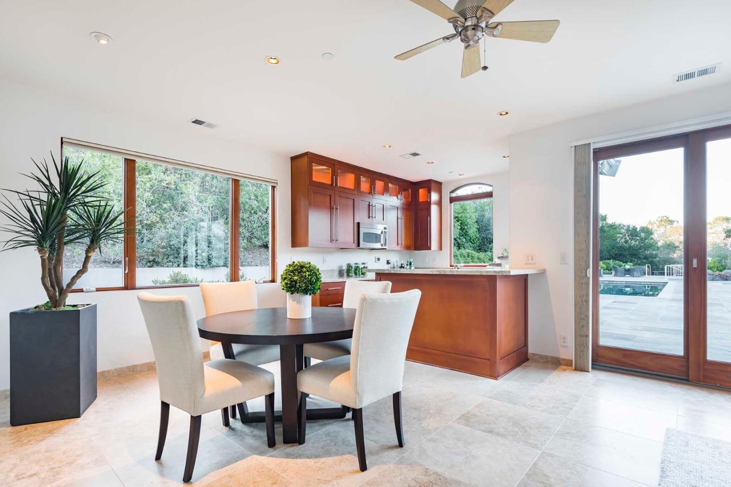 187 Hardwick Road Woodside, CA 94062 - Photo 33 of 39 a view of a dining room with furniture window and outside view