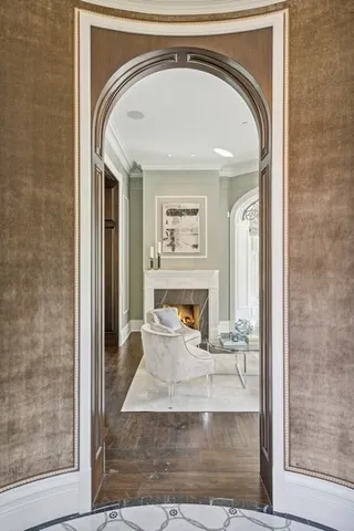 a bathroom with a sink and a large mirror