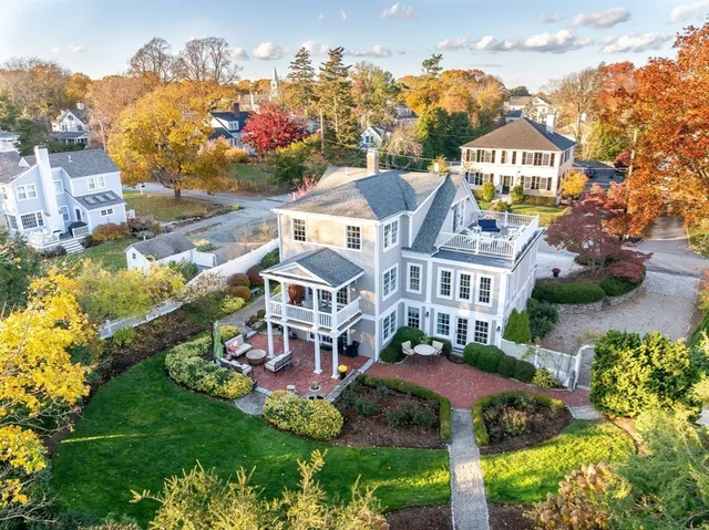 an aerial view of multiple houses