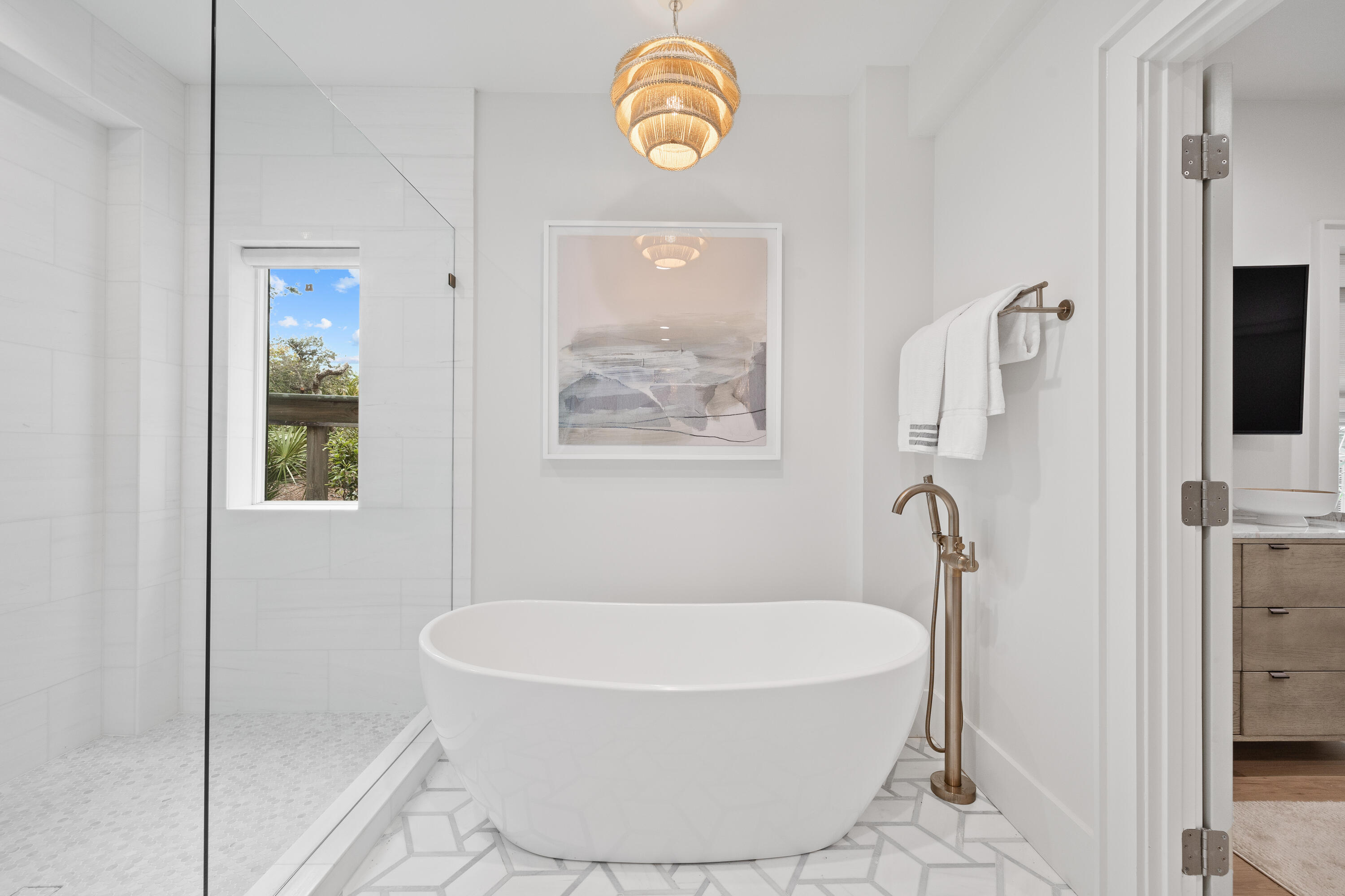 357 Old Beach Road Santa Rosa Beach, FL 32459 - Photo 36 of 106 a bathroom with a bathtub and a shower