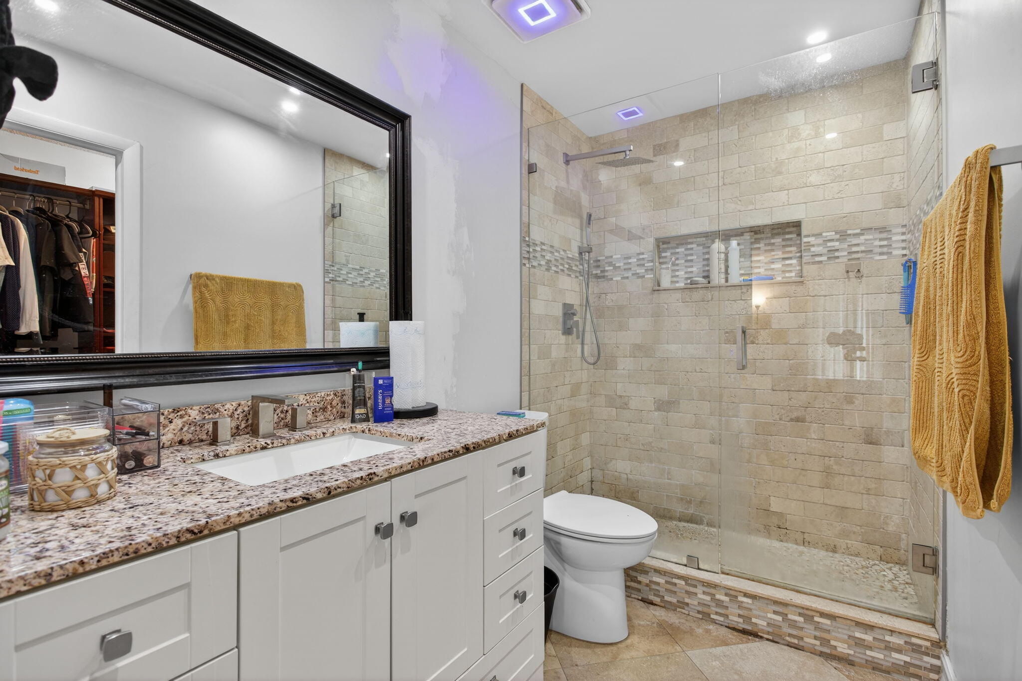 415 Southwest 61st Terrace Margate, FL 33068 - Photo 26 of 39 a bathroom with a granite countertop sink toilet and shower