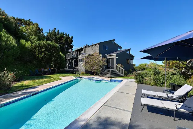 a view of a terrace with a garden