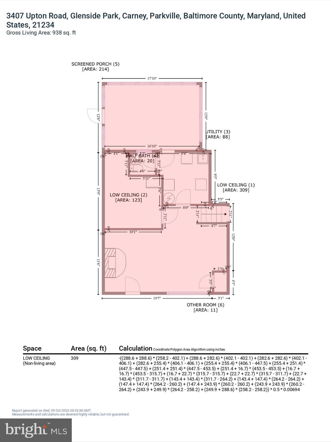 3407 Upton Road Parkville, MD 21234 - Photo 39 of 40 GLA Floor Plan