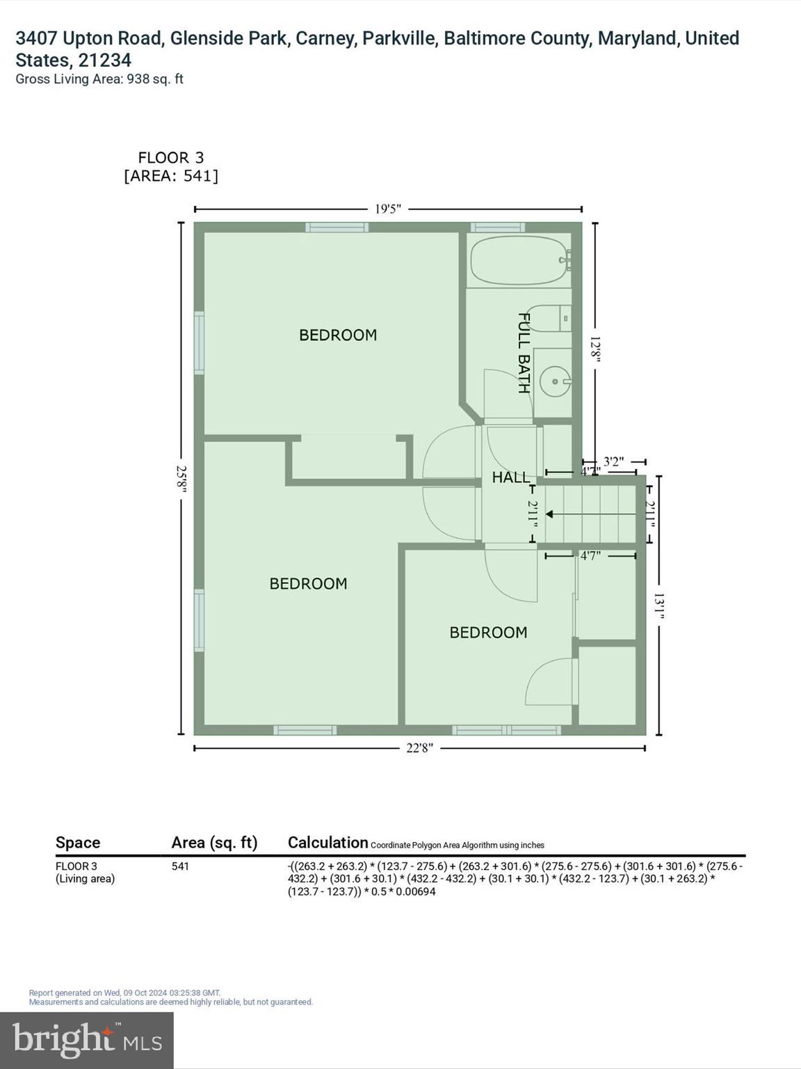 3407 Upton Road Parkville, MD 21234 - Photo 40 of 40 GLA Floor Plan