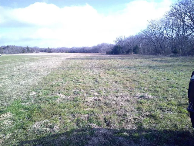a view of a field with an ocean