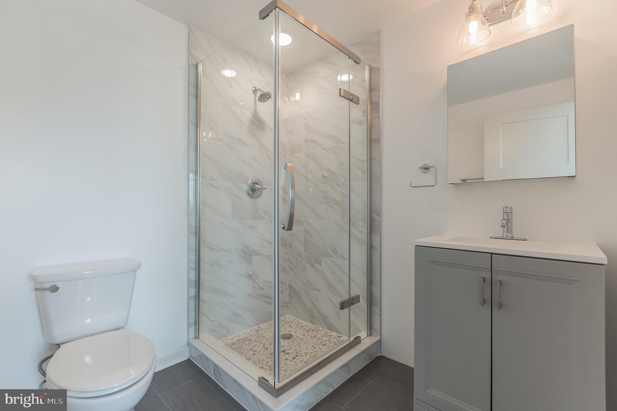 6778 Ridge Avenue, Unit 306 Philadelphia, PA 19128 - Photo 3 of 6 a bathroom with a shower a toilet and sink