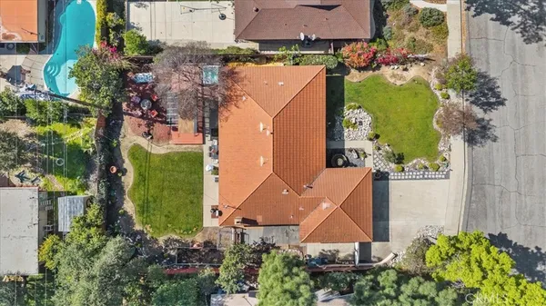 an aerial view of a house