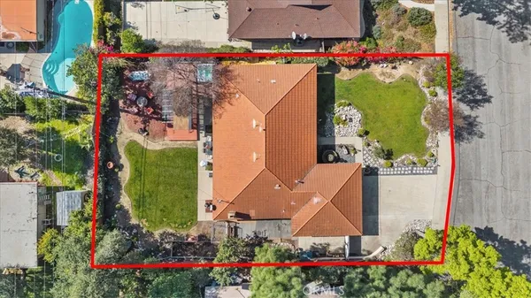 an aerial view of a house