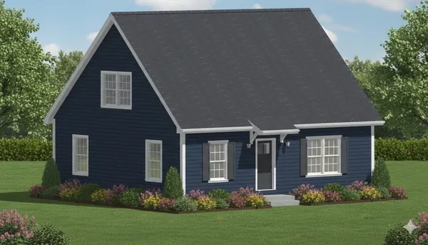 front view of a house with a yard