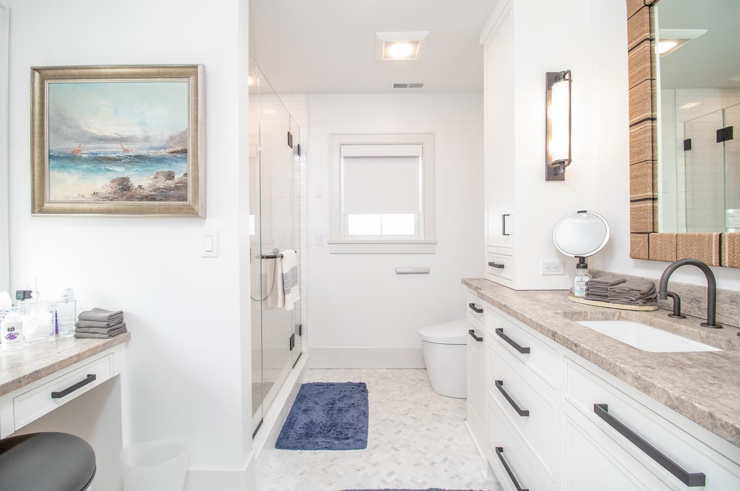 7708 Sunset Drive Avalon, NJ 08202 - Photo 25 of 37 a bathroom with a granite countertop sink mirror vanity and toilet