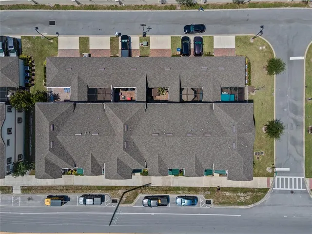 an aerial view of multiple houses