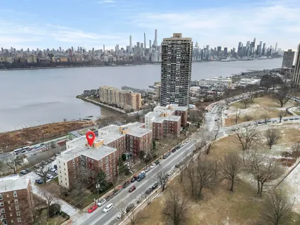 a view of a city and lake