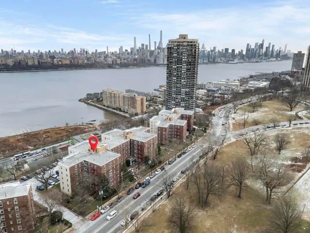 a view of a city and lake