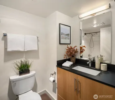 a bathroom with a toilet a sink and mirror