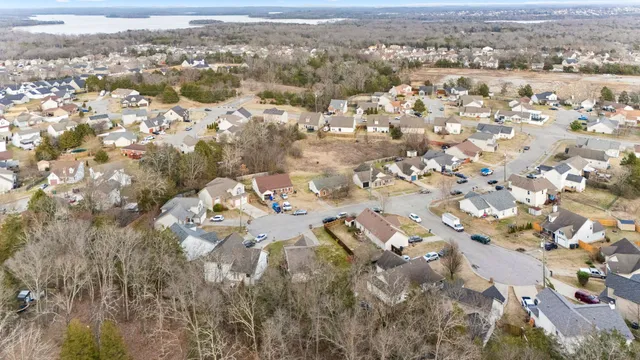 an aerial view of residential building with parking space