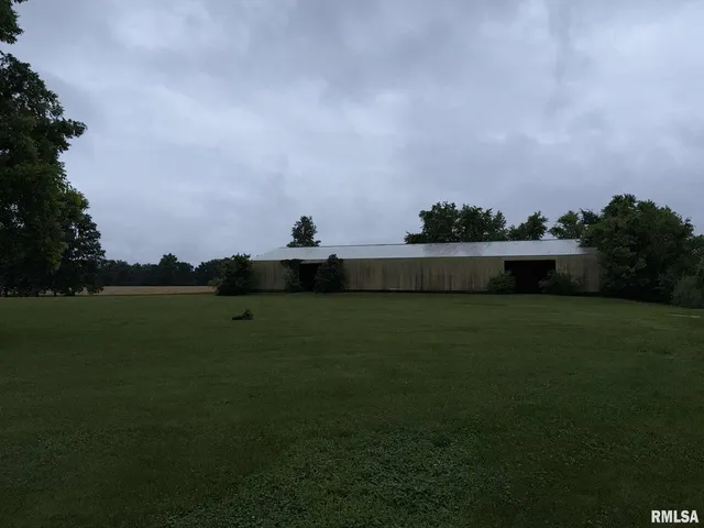 a yard with lake view