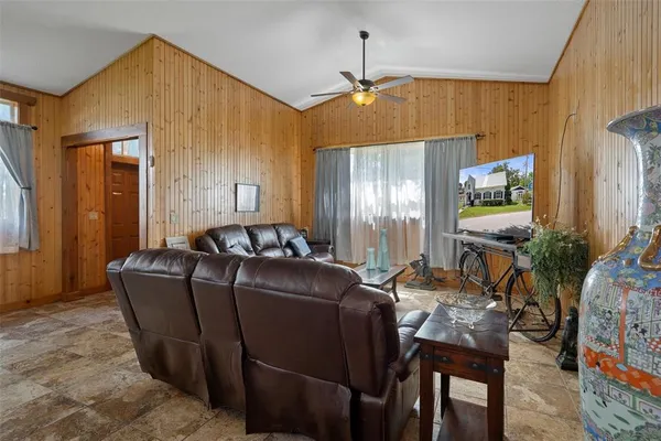 a living room with furniture
