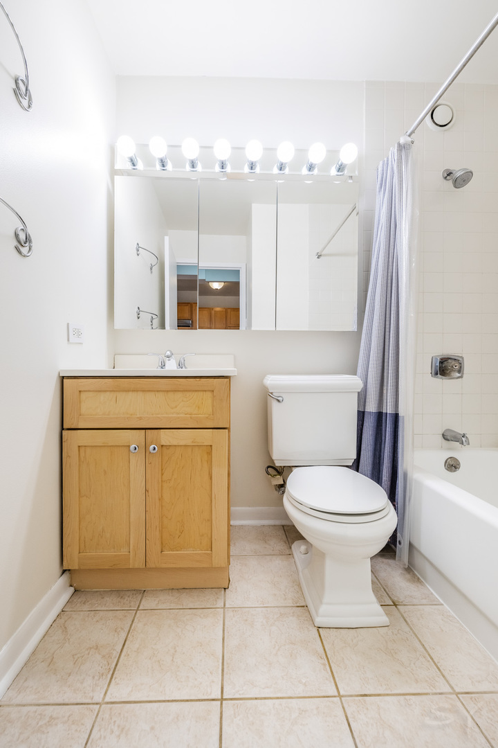 211 East Ohio Street, Unit 2606 Chicago, IL 60611 - Photo 29 of 32 a bathroom with a sink a toilet and shower