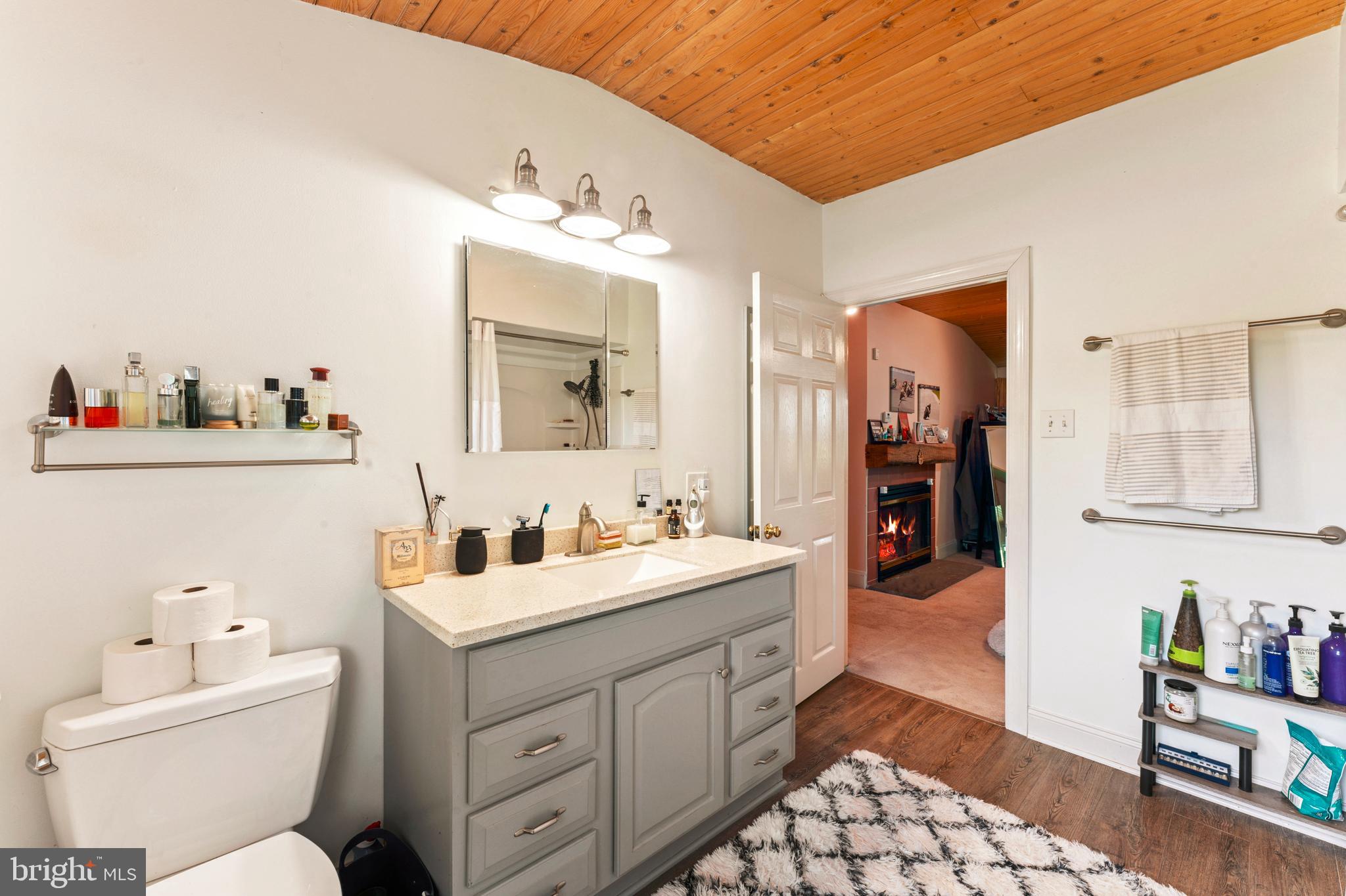 415 Geigel Hill Road Upper Black Eddy, PA 18972 - Photo 36 of 51 a spacious bathroom with a toilet sink and mirror
