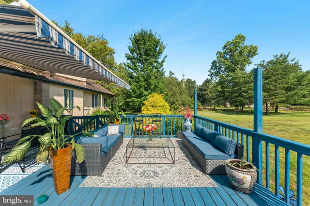 an outdoor space with seating