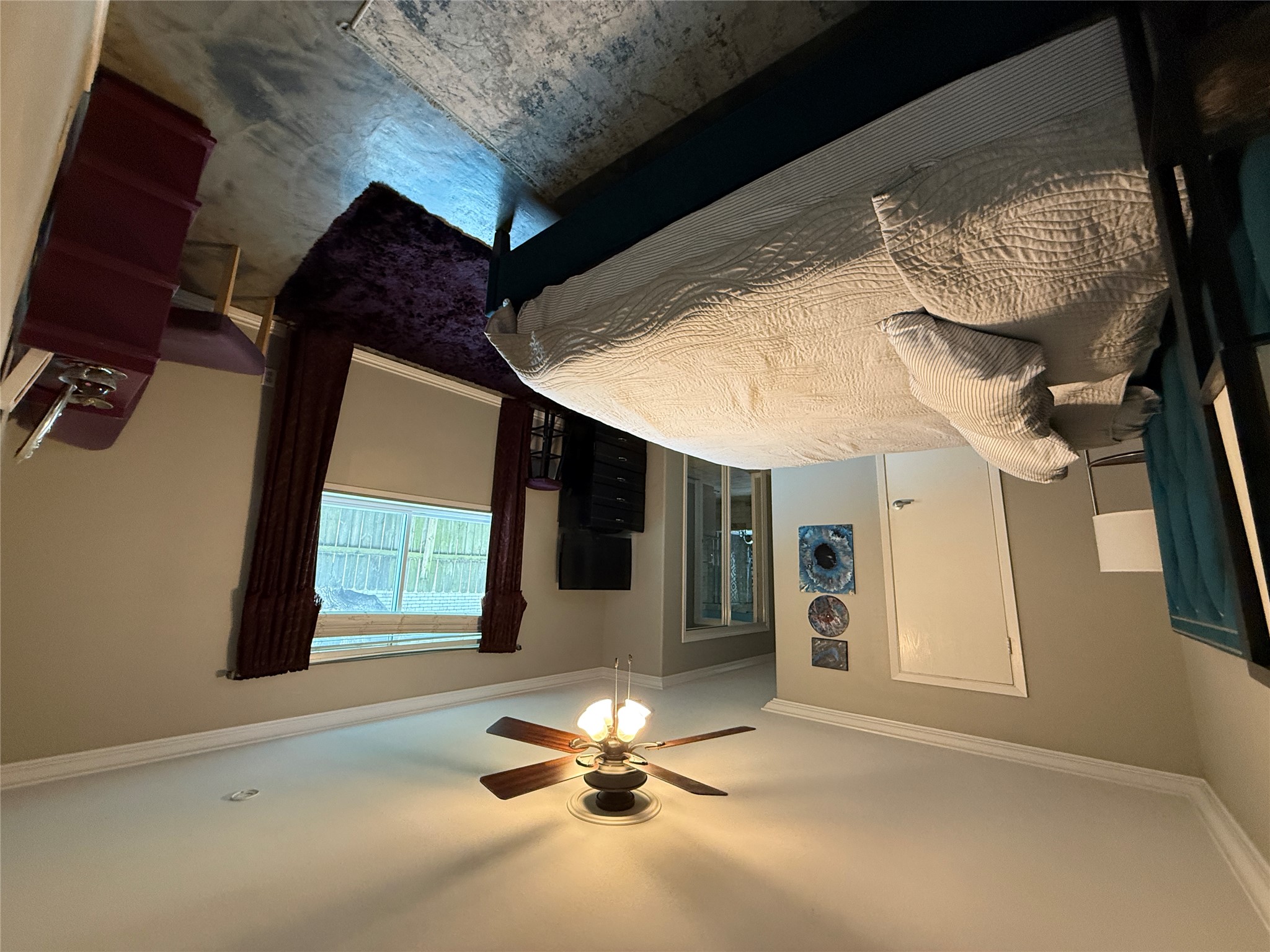 7501 West Gate Boulevard Austin, TX 78745 - Photo 17 of 33 Bedroom featuring ornamental molding and ceiling fan