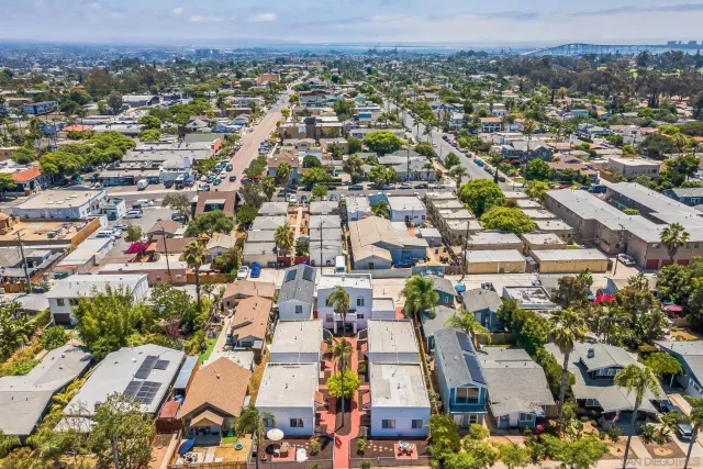 an aerial view of a city