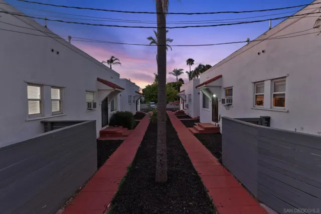 a view of a house with many windows