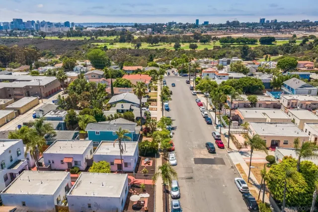 an aerial view of a city with lots of residential buildings