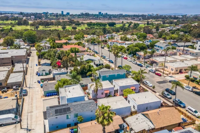 an aerial view of a city