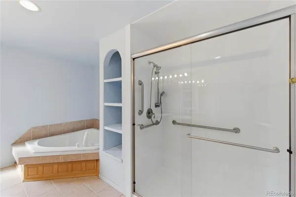 a bathroom with a bathtub