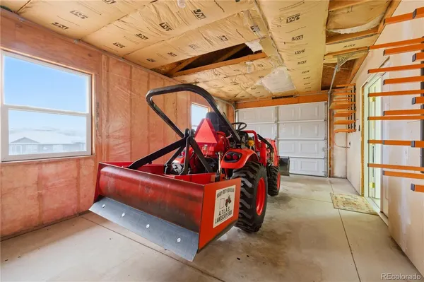 a utility room with blue painted walls