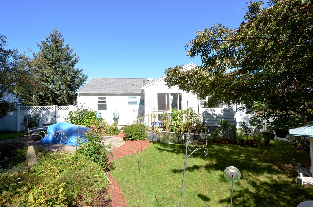 96 Doty Street Waltham, MA 02452 - Photo 13 of 15 a view of backyard of house with outdoor seating and green space