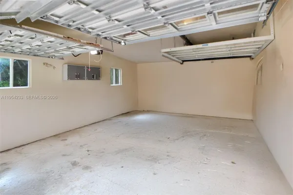 a view of a room with racks on the wall