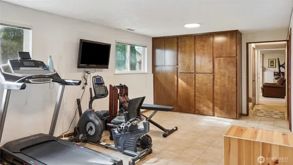 a view of a room with gym equipment