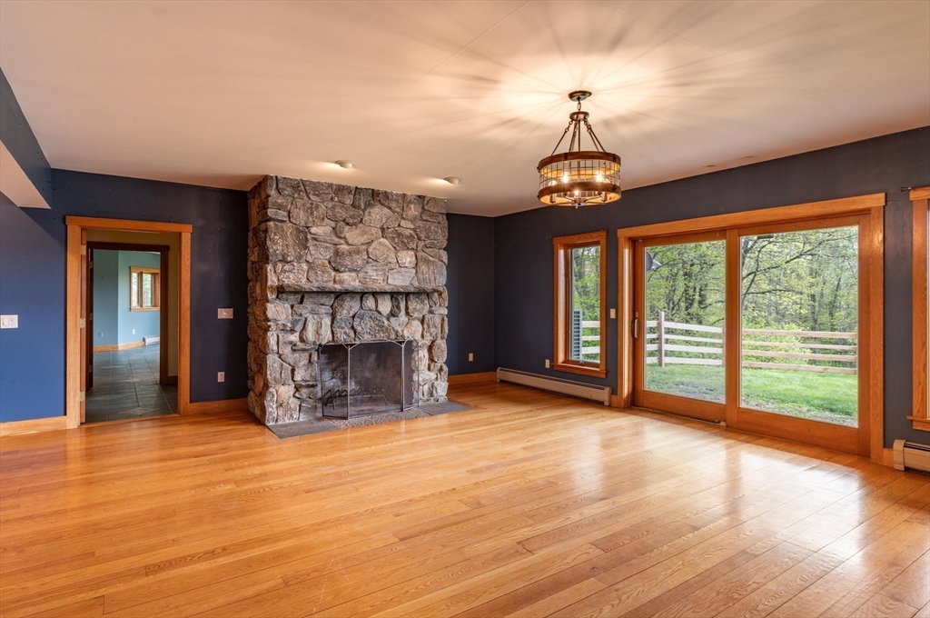 184 W Road Bernardston, MA 01337 - Photo 35 of 41 a view of an empty room with wooden floor fireplace and a window
