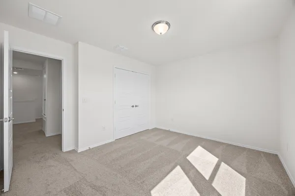 an empty room with a workbench