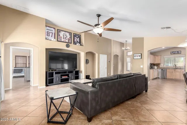 a living room with furniture